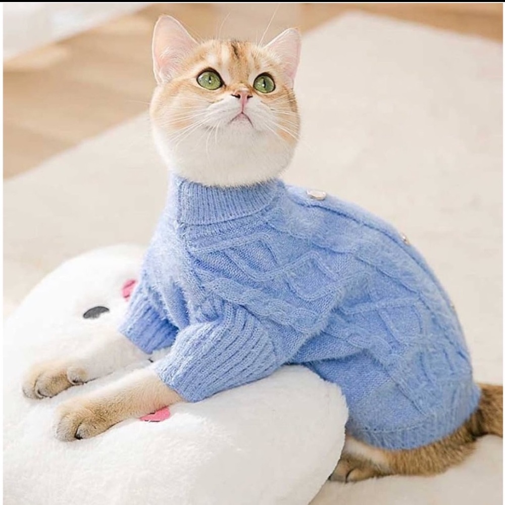 Cozy Blue Cat Sweater